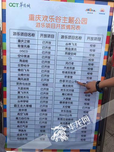 重庆欢乐谷超半数游乐项目未开放 遭游客吐槽