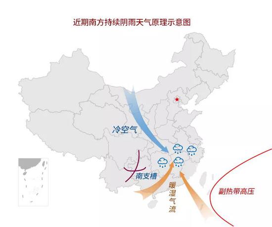 南方持续阴雨天气示意图。制图：王美丽、丁茜