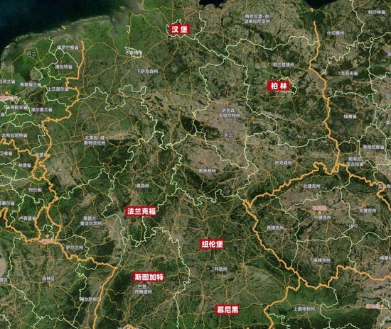 德国城市分布示意图。底图/天地图,标注/国历君