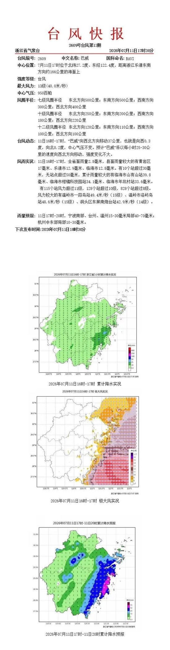 登陆点又调整，锁定洞头、温岭！台风“巴威”今天半夜前后将贯穿浙江