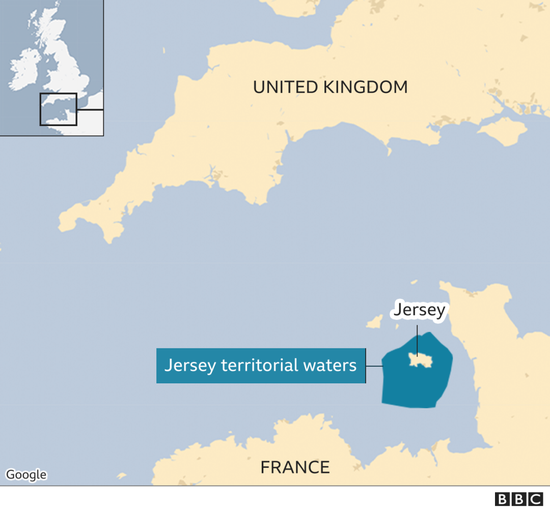  泽西岛地理位置。来源：BBC