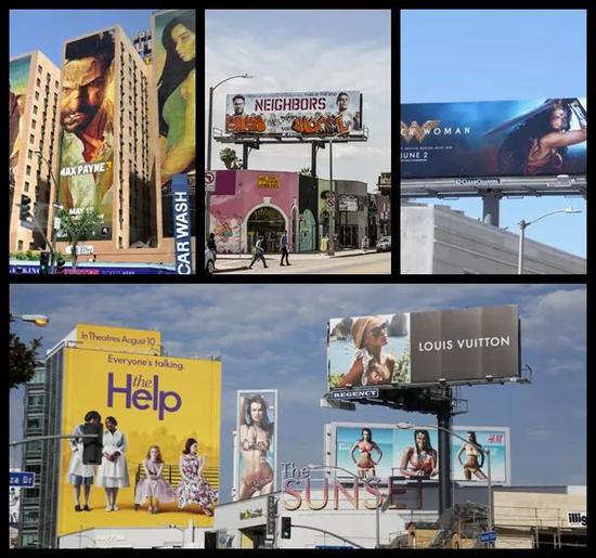  洛杉矶地区随处可见林立的影视剧广告牌