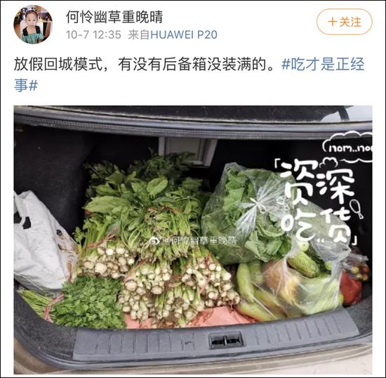 国庆返程 后备厢又被爸妈塞满了(图)