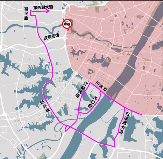 4.东湖高新方向往来东西湖方向的货车,可绕行天兴洲大桥.