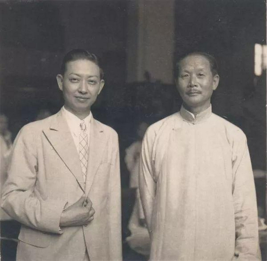 ▲齐如山(右)与梅兰芳，齐如山是我国著名戏曲理论家。