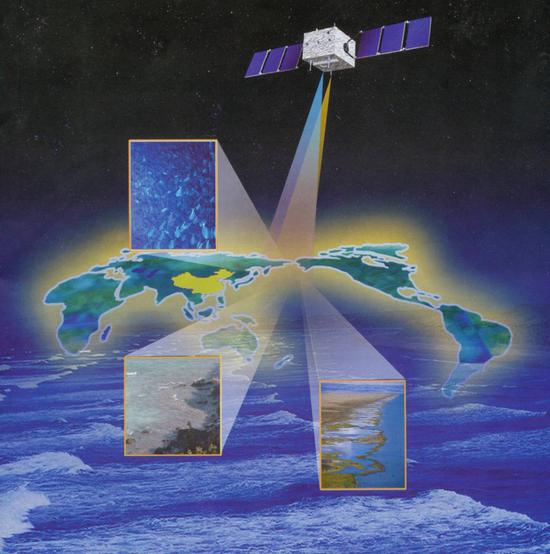  海洋一号A卫星在轨三维模拟图