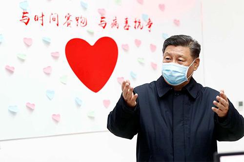 2月10日，習近平在北京朝陽區疾病預防控制中心調研指導新冠肺炎疫情防控工作。