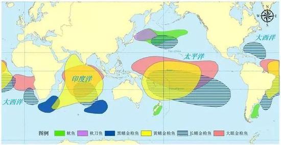世界主要远洋渔场分布