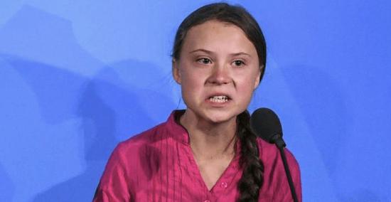 ▲在联合国气候大会上发表“咆哮式演讲”的瑞典少女Greta Thunberg （图via网络）