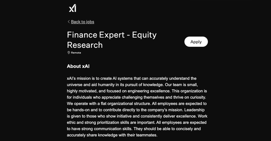 马斯克也要造“AI分析师”：xAI大举招聘金融专家训练Grok