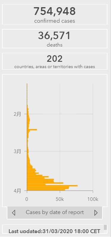 『央视』世卫组织：全球新冠肺炎确诊病例累计达754948例