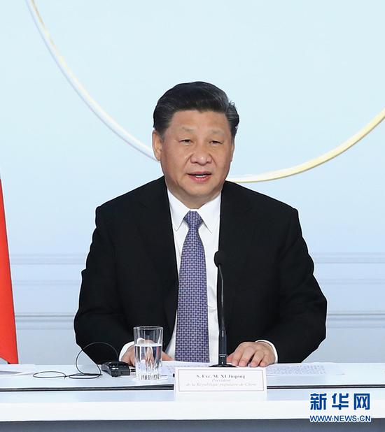 3月26日，国家主席习近平在巴黎出席中法全球治理论坛闭幕式并致辞。 新华社记者 鞠鹏 摄