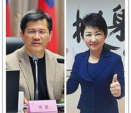 卢秀燕（右）的民调支持率超越林佳龙（图片来自台媒。）