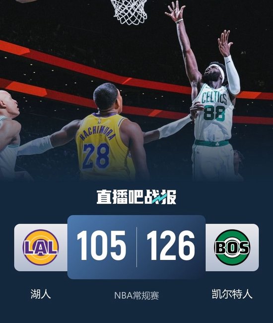 绿军击退湖人取4连胜 杰伦·布朗30+8+8 里夫斯空砍36+8