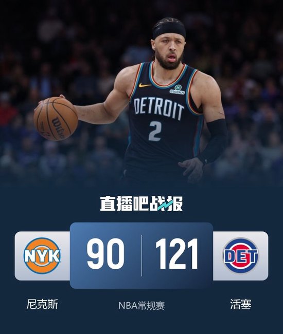 活塞送尼克斯4连败 康宁汉姆29+13 布伦森25分 唐斯6分6失误