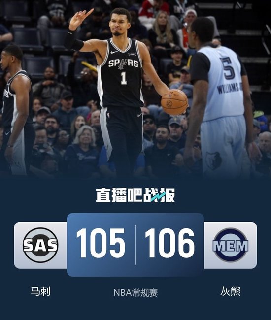 文班复出30+5马刺负灰熊！斯潘塞关键5分制胜 小杰克逊21+9