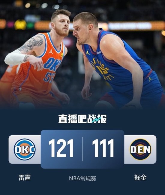 雷霆力克掘金 亚历山大34+13 华莱士新高7记三分 穆雷16中4