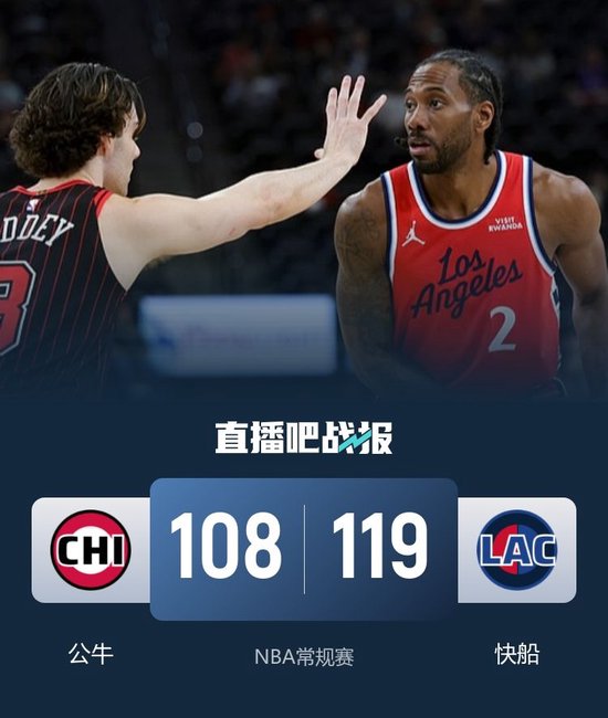 快船擒公牛迎4连胜 伦纳德28分 吉迪第29个三双&总榜并列十九