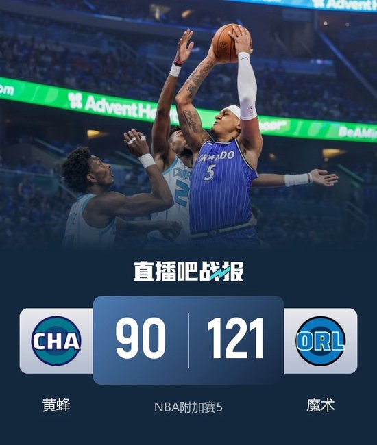 附加赛-魔术大胜黄蜂晋级季后赛 班凯罗25+6 三球第三节21分