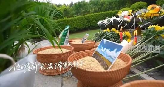 袁隆平院士逝世五周年，其墓前摆满鲜花和稻谷，侄子从重庆赶来祭拜