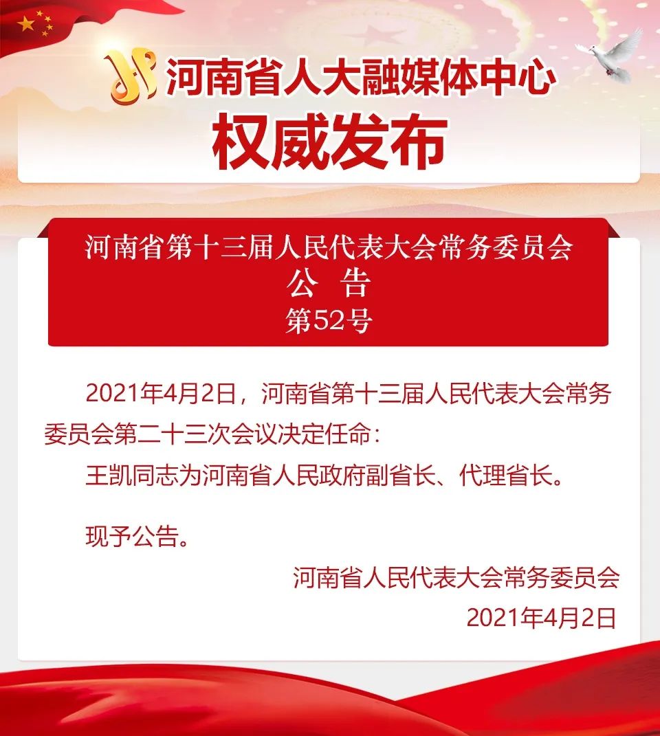 王凯任河南副省长图片