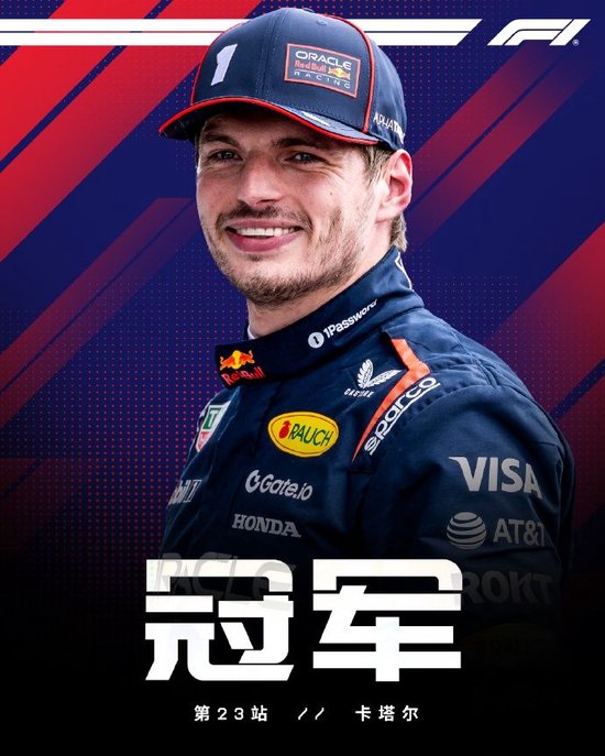 F1卡塔尔大奖赛正赛：维斯塔潘夺冠，皮亚斯特里亚军，诺里斯第4