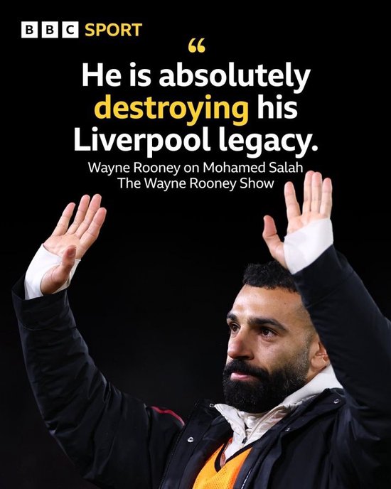 鲁尼：萨拉赫正毁掉他在利物浦的历史地位，他的言论出卖了利物浦