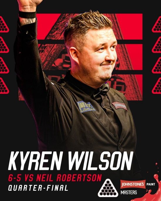 半决赛将战吴宜泽！威尔逊6-5战胜罗伯逊，晋级斯诺克大师赛四强