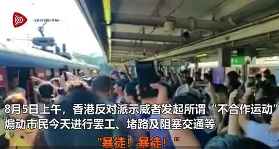 香港反对派阻断火车瘫痪交通，市民怒骂：暴徒！（环视频截图）