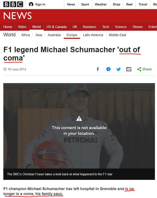 车王舒马赫是哪国人 图片来源:BBC报道截图