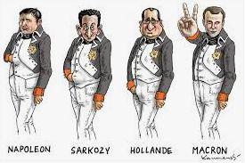 ▲從左至右依次為拿破崙、薩科齊、奧朗德、馬克龍