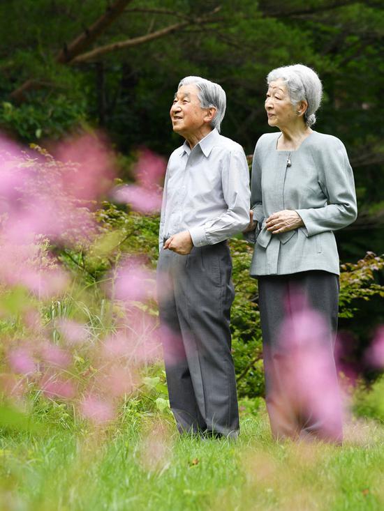 明仁夫妇赏花(时事通信社)