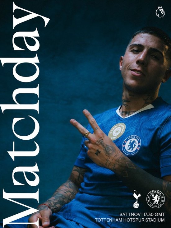 伦敦德比！切尔西发布客战热刺海报：恩佐-费尔南德斯单人出镜