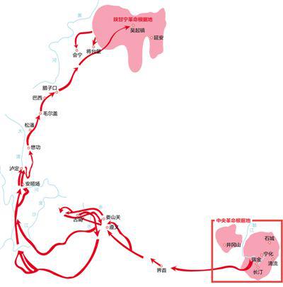 中央红军长征路线示意图由中央红军长征出发纪念馆提供
