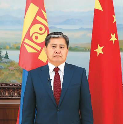 蒙古国驻华大使图布辛·巴德尔勒近照。海外网 季星兆摄