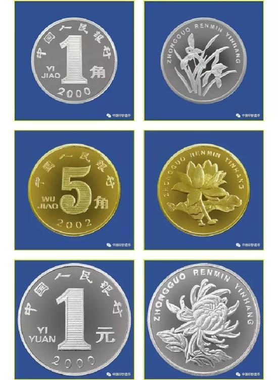 其实,在第五套人民币硬币上,一角,五角,一元三种面额的硬币也同样对应