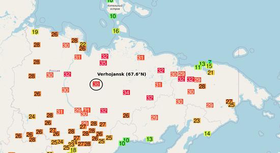 维尔霍扬斯克达到38℃(每日邮报)