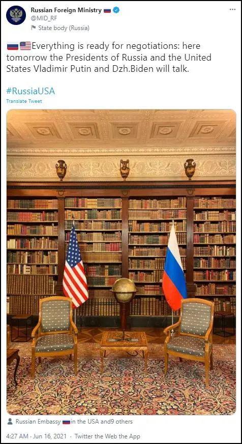  ·会谈前一天，俄罗斯外交部就“剧透”了会场照片。