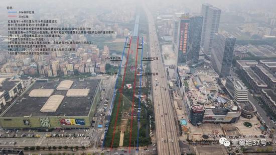 武广客运专线:武广高铁金沙洲隧道5万平方米违建出租多年 ▲1号地块航拍图,其中数字标注了其中违建。