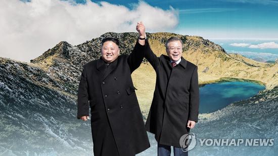 1543542842705903.jpg 原料图片:金正恩与文在寅(韩联社)