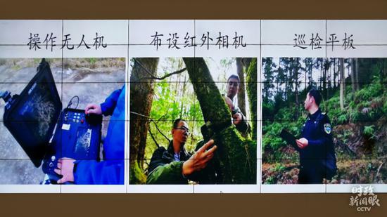 △在线巡护人员利用无人机、红外相机、巡查记录仪等技术装备实现网格化巡护。(总台央视记者钟锐拍摄)