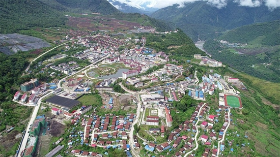  2018年5月6日拍摄的西藏墨脱县城（无人机照片）。新华社记者 晋美多吉 摄