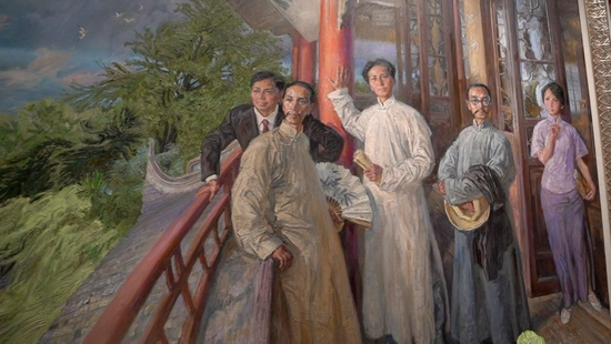 南湖革命纪念馆油画《远眺》。