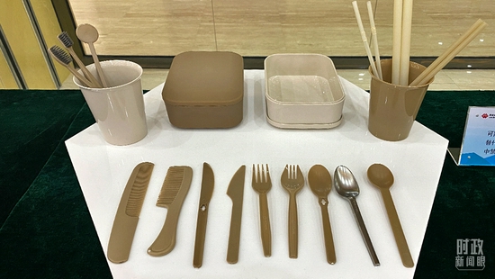 △榆林化工生产的可降解一次性用品,可替代“禁塑名录”中禁止使用的产品。(总台央视记者李辉拍摄)