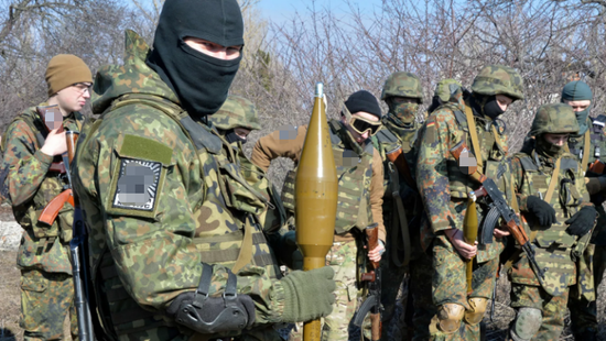 乌克兰极右翼新纳粹军事组织“亚速营”  资料图 图源：俄媒