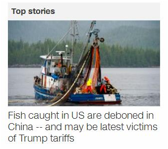 CNN头条新闻：美国捕捞的鱼在中国去骨——可能成特朗普关税政策的最新受害者