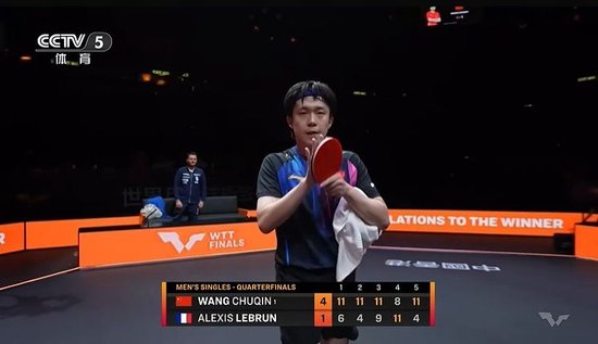 半小时速胜！王楚钦4-1大勒布伦，晋级WTT总决赛男单4强