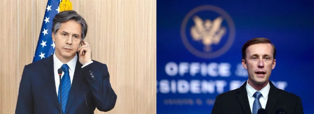 左图为美国国务卿布林肯，右图为安全助理沙利文