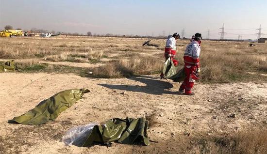 1月8日，在伊朗德黑兰郊外拍摄的坠机现场。图/新华
