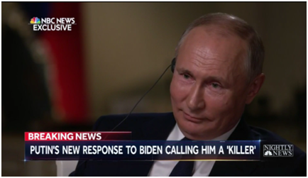  ·近日，普京在访谈中对“杀手”称呼一笑了之。
